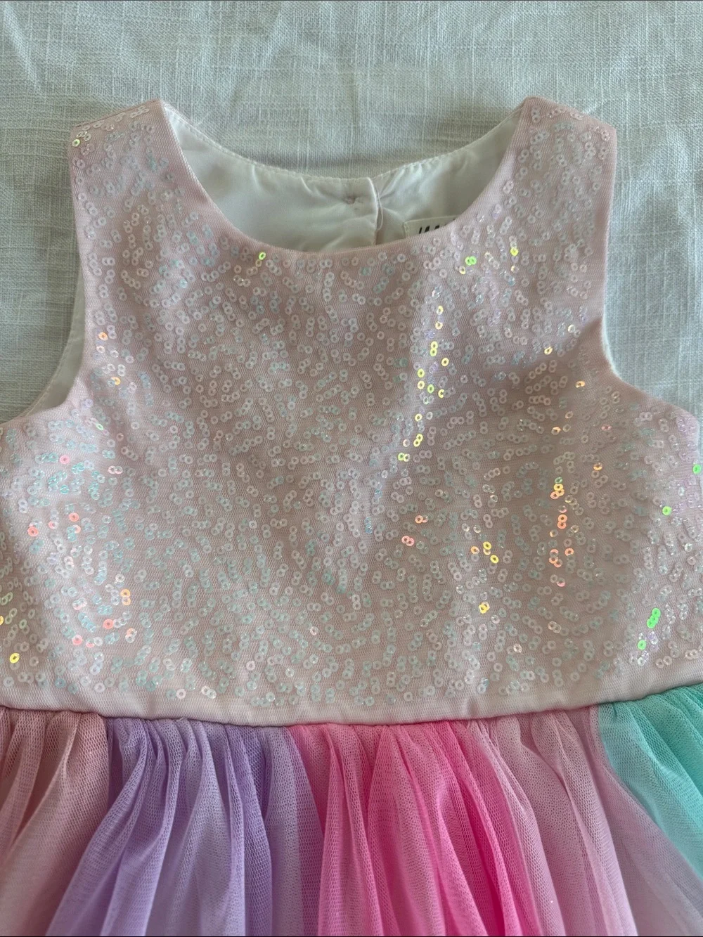 H&M Pink Sequin Bodice Rainbow Tulle Party Dress